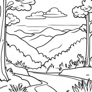 Pagina Da Colorare Della Vista Panoramica Delle Great Smoky Mountains 63529-52564