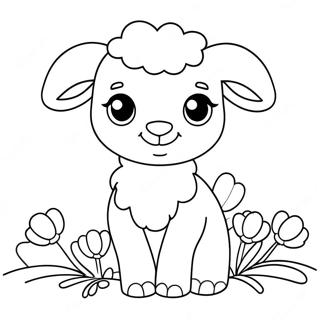 Carino Agnello Di Pasqua Con Fiori Da Colorare 63650-52663