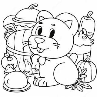 Pagina Da Colorare Del Banchetto Del Ringraziamento Di Garfield 64069-52990