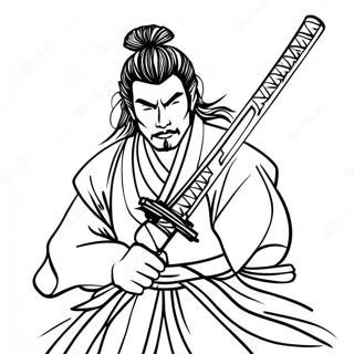 Pagina Da Colorare Della Katana Del Samurai In Azione 64160-53066