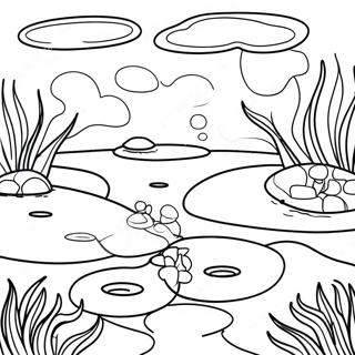 Pagina Da Colorare Di Uno Stagno Sereno Con Foglie Di Loto 6455-5256