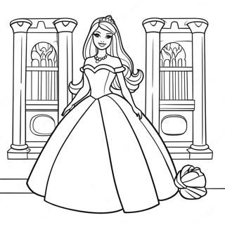 Pagina Da Colorare Della Principessa Barbie Elegante In Un Castello 65021-53749