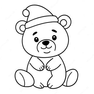 Pagina Da Colorare Di Un Carino Orso Di Natale Con Cappello Di Babbo Natale 65521-54154