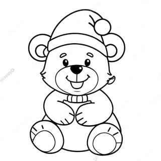 Pagina Da Colorare Di Un Carino Orso Di Natale Con Cappello Di Babbo Natale 65521-54156