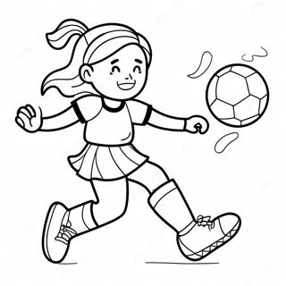 Ragazza Energica Che Calcia Un Pallone Da Calcio Da Colorare 65691-54274