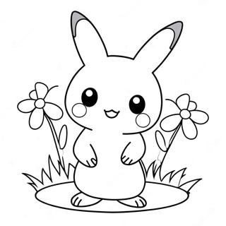 Pagina Da Colorare Di Un Adorabile Mimikyu Con Fiori 66581-54981