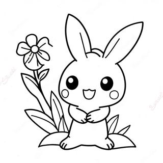 Pagina Da Colorare Di Un Adorabile Mimikyu Con Fiori 66581-54982