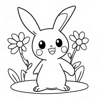 Pagina Da Colorare Di Un Adorabile Mimikyu Con Fiori 66581-54983