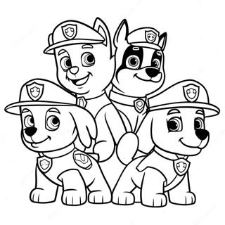 Pagina Da Colorare Dei Personaggi Di Paw Patrol Con Cappelli Di Babbo Natale 672-539