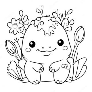 Pagina Da Colorare Carino Squishmallow Axolotl Con Fiori 6815-5543