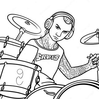 Pagina Da Colorare Di Travis Barker Che Suona La Batteria 68183-56238