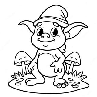 Pagina Da Colorare Del Carino Goblin Con Funghi 68313-56335