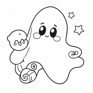 Pagina Da Colorare Di Un Adorabile Fantasma Kawaii Con Caramelle 68523-56502