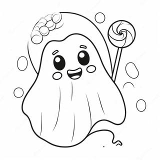 Pagina Da Colorare Di Un Adorabile Fantasma Kawaii Con Caramelle 68523-56503