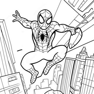 Pagina Da Colorare Di Spiderman Che Oscilla Attraverso La Citta 68874-56786