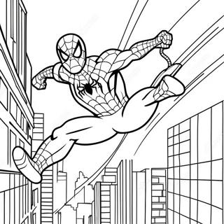 Pagina Da Colorare Di Spiderman Che Oscilla Attraverso La Citta 68874-56788