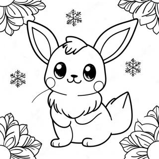 Pagina Da Colorare Di Eevee Con Fiocchi Di Neve 68964-56850