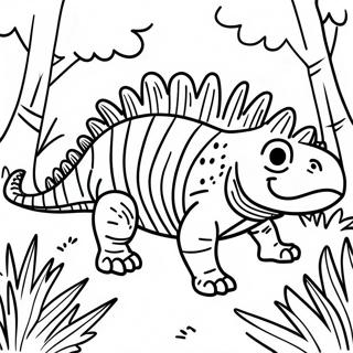 Pagina Da Colorare Di Un Dimetrodon Colorato In Una Foresta 69024-56893