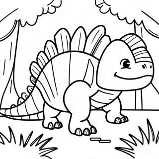 Pagina Da Colorare Di Un Dimetrodon Colorato In Una Foresta 69024-56896