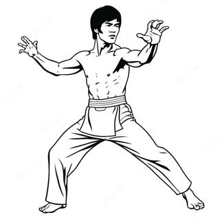 Pagina Da Colorare Di Bruce Lee Mentre Calcia In Modo Iconico 69334-57145