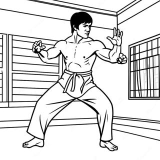 Pagina Da Colorare Di Bruce Lee Mentre Calcia In Modo Iconico 69334-57146