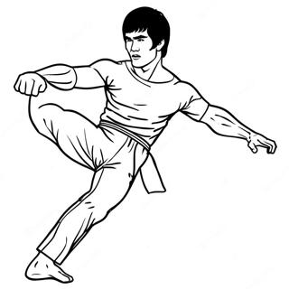 Pagina Da Colorare Di Bruce Lee Mentre Calcia In Modo Iconico 69334-57147