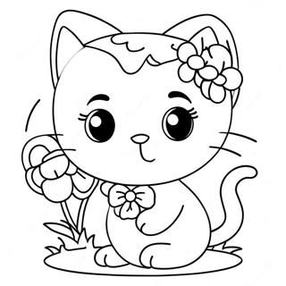 Pagina Da Colorare Di Charmmy Kitty Adorabile Con Fiori 69884 57792