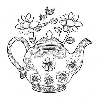 Pagina Da Colorare Di Una Teiera Fantasiosa Con Fiori 69914 57824