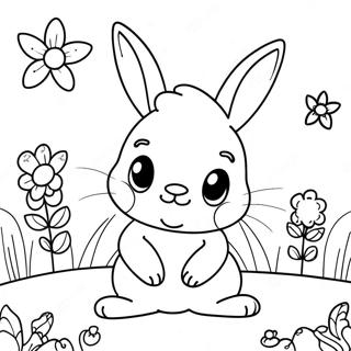 Pagina Da Colorare Di Adorable Baby Bunny In Un Giardino Fiorito 70404-58212