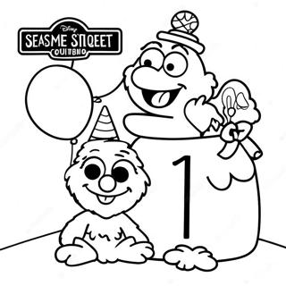 Buon 1° Compleanno Sesame Street Pagine Da Colorare