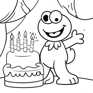 Pagina Da Colorare Di Elmo Celebrating Birthday 70424-58222