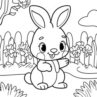 Pagina Da Colorare Di Rebecca Rabbit In Un Giardino Colorato 70444-58242