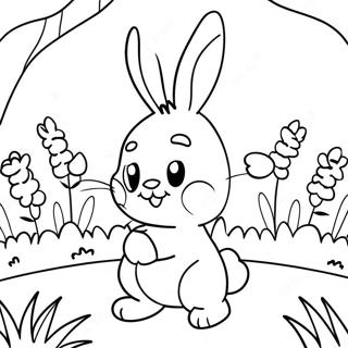 Pagina Da Colorare Di Rebecca Rabbit In Un Giardino Colorato 70444-58244