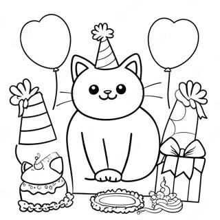 Compleanno Del Gatto Pagine Da Colorare