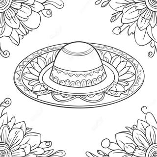 Pagina Da Colorare Di Un Sombrero Colorato Con Fiori 71324-58951