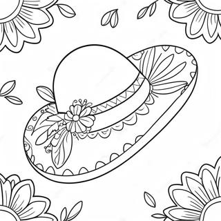 Pagina Da Colorare Di Un Sombrero Colorato Con Fiori 71324-58952