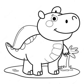 Pagina Da Colorare Di Peppa Pig Con I Dinosauri 71393-58996