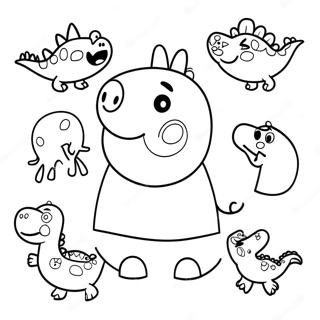 Pagina Da Colorare Di Peppa Pig Con Dinosauri Colorati 71394-59001