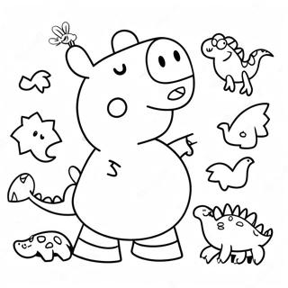 Pagina Da Colorare Di Peppa Pig Con Dinosauri Colorati 71394-59003