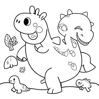 Pagina Da Colorare Di Peppa Pig Con Dinosauri Colorati 71394-59004