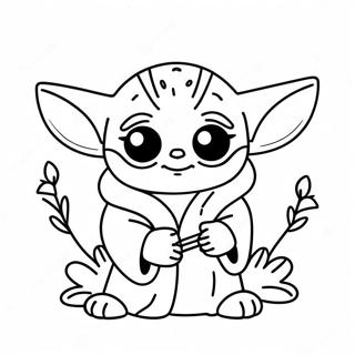 Pagina Da Colorare Di Baby Yoda Con Il Coniglio Di Pasqua 71723-59263