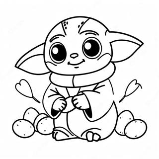 Pagina Da Colorare Di Baby Yoda Carino Con Le Uova Di Pasqua 71724-59270