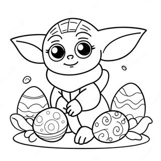 Pagina Da Colorare Di Baby Yoda Carino Con Le Uova Di Pasqua 71724-59271