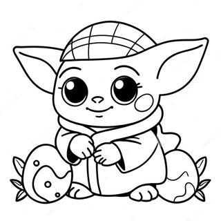 Pagina Da Colorare Di Baby Yoda Carino Con Le Uova Di Pasqua 71724-59272