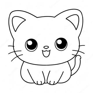 Gatto Kawaii Carino Pagine Da Colorare