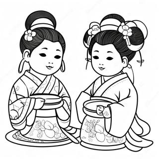 Pagina Da Colorare Delle Bambole Tradizionali Hinamatsuri 72215-59651