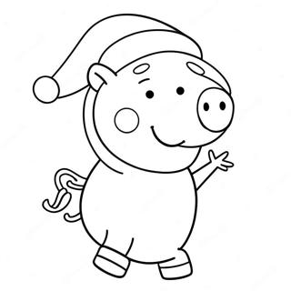 Pagina Da Colorare Di Peppa Pig Con Cappello Di Babbo Natale 7835-6365