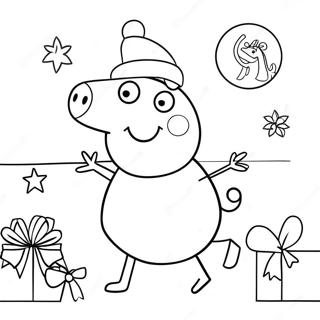 Pagina Da Colorare Di Peppa Pig Con Cappello Di Babbo Natale 7835-6366