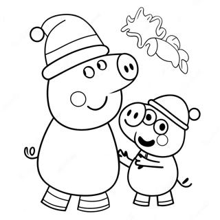 Pagina Da Colorare Di Peppa Pig Con Cappello Di Babbo Natale 7835-6367