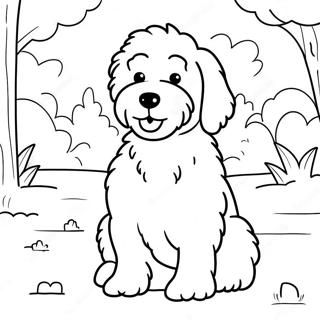 Pagina Da Colorare Goldendoodle Peloso Che Gioca Nel Parco 7935-6448